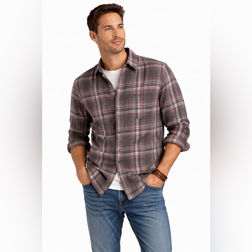 Vince Cambria Double-Face Plaid Button-Up Shirt – Men’s Sz L (Classic Fit)